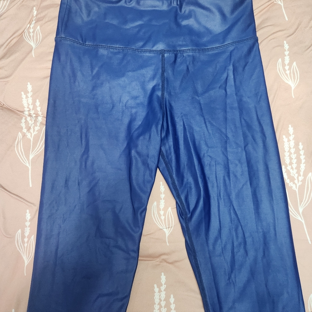 RARE Zyia Blue Metallic Light n Tight Hi-Rise Leggings 7/8 24” Size 6-8 - Picture 4 of 8